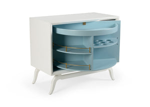 Wildwood Sinatra Revolving Drinks Cabinet With Red Interior And Polished Brass Accents For Glamorous Storage White/Cream 490238