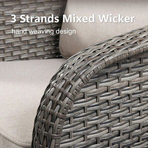 English Elm Outdoor Swivel Glider Wicker Chairs Set of 2 with All-weather Pe Rattan Porch Seating T3773P418582