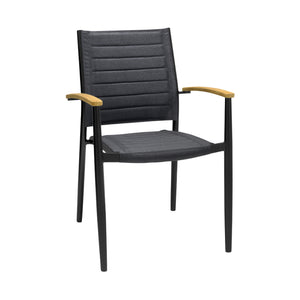 Homeroots 20" Set Of Two Gray And Black Metal Indoor Outdoor Dining Chair  Aluminum,Teak,3d,Mesh 490249