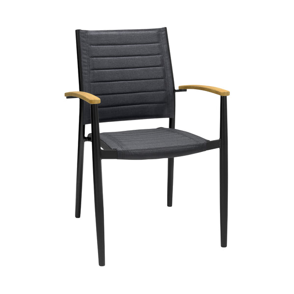 Homeroots 20" Set Of Two Gray And Black Metal Indoor Outdoor Dining Chair  Aluminum,Teak,3d,Mesh 490249