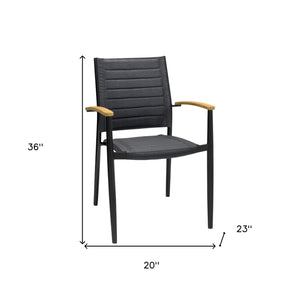 Homeroots 20" Set Of Two Gray And Black Metal Indoor Outdoor Dining Chair  Aluminum,Teak,3d,Mesh 490249