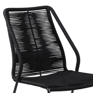 Homeroots Set Of Two 22" Black Metal Outdoor Dining Chair  Steel,Rope 490250