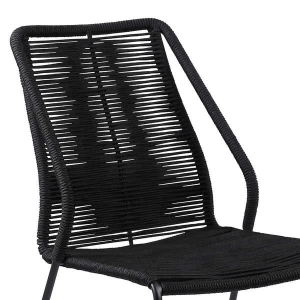 Homeroots Set Of Two 22" Black Metal Outdoor Dining Chair  Steel,Rope 490250