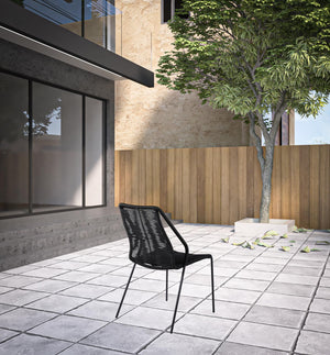 Homeroots Set Of Two 22" Black Metal Outdoor Dining Chair  Steel,Rope 490250