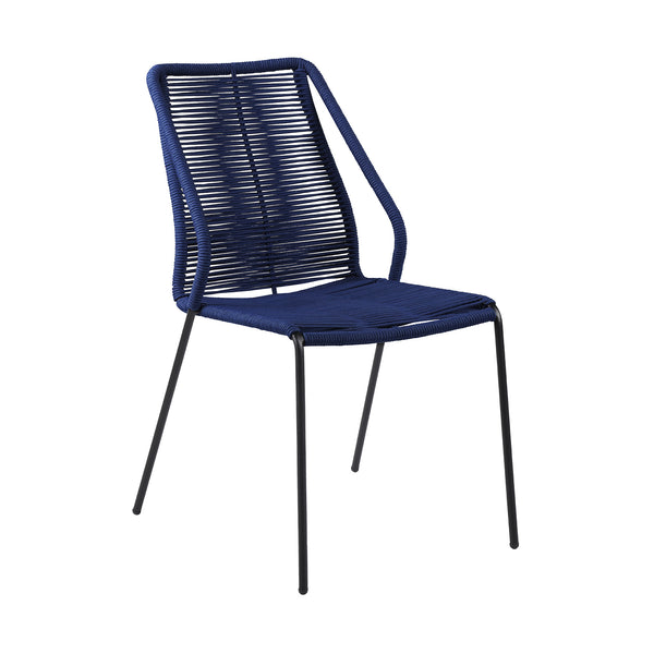Homeroots Set Of Two 22" Blue Metal Outdoor Dining Chair  Steel,Rope 490251