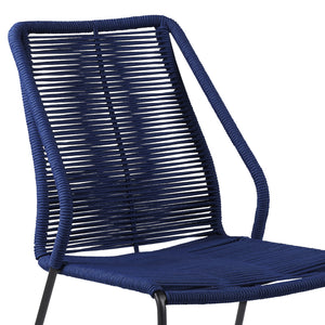 Homeroots Set Of Two 22" Blue Metal Outdoor Dining Chair  Steel,Rope 490251