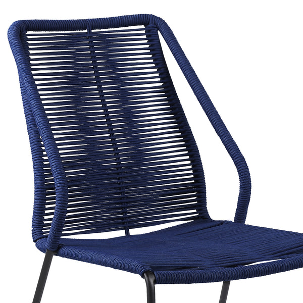 Homeroots Set Of Two 22" Blue Metal Outdoor Dining Chair  Steel,Rope 490251