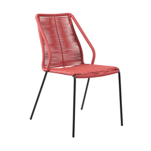 Homeroots Set Of Two 22" Red Metal Outdoor Dining Chair  Steel,Rope 490252