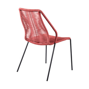 Homeroots Set Of Two 22" Red Metal Outdoor Dining Chair  Steel,Rope 490252