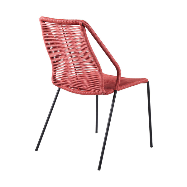 Homeroots Set Of Two 22" Red Metal Outdoor Dining Chair  Steel,Rope 490252