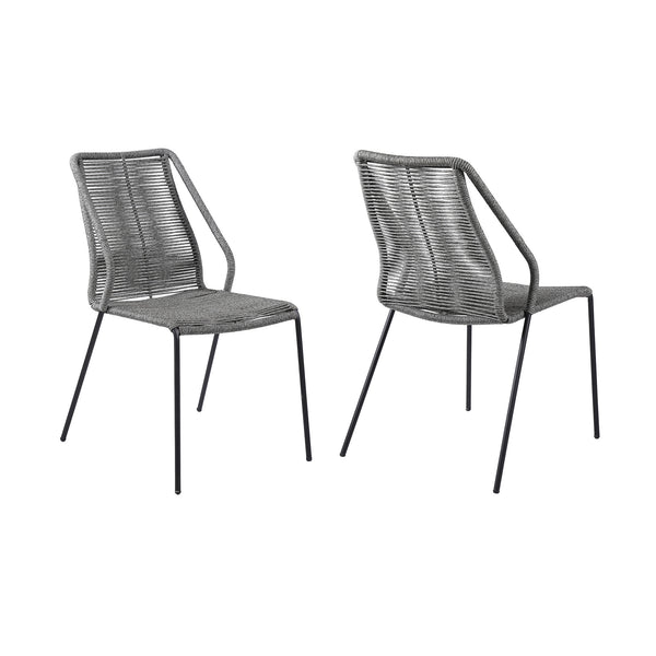 Homeroots Set Of Two 22" Gray Metal Outdoor Dining Chair  Steel,Rope 490253