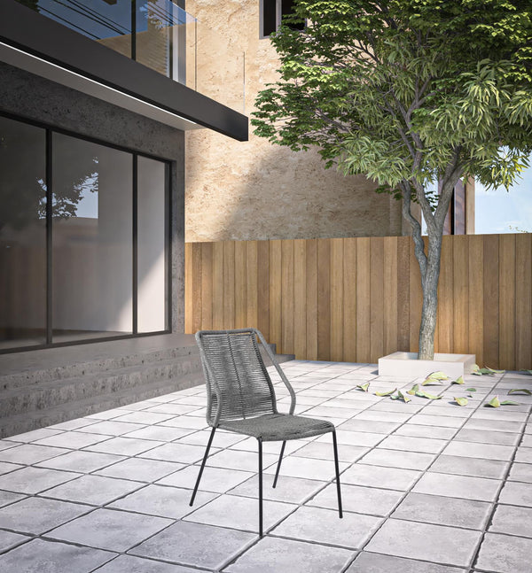 Homeroots Set Of Two 22" Gray Metal Outdoor Dining Chair  Steel,Rope 490253