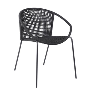 Homeroots Set Of Two 25" Black Metal Outdoor Dining Chair  Steel,Rope 490257