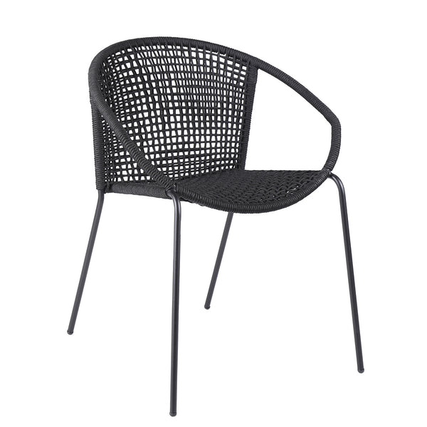 Homeroots Set Of Two 25" Black Metal Outdoor Dining Chair  Steel,Rope 490257