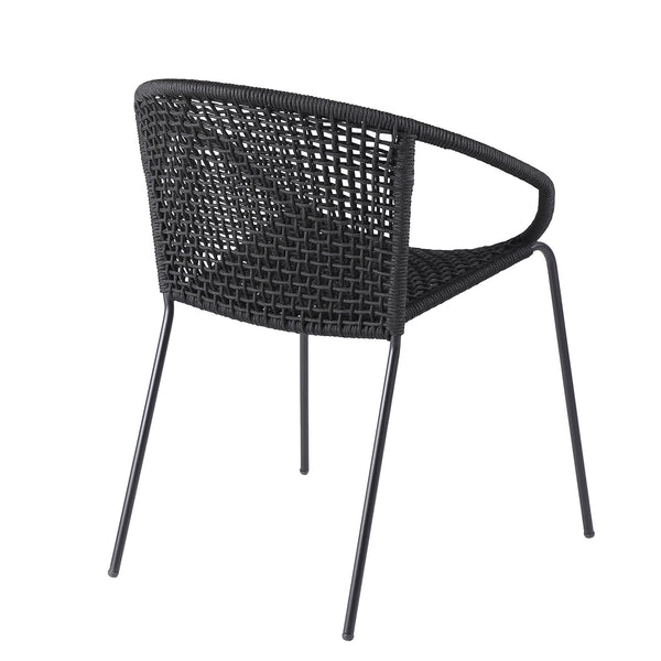 Homeroots Set Of Two 25" Black Metal Outdoor Dining Chair  Steel,Rope 490257