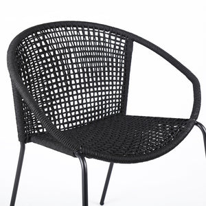 Homeroots Set Of Two 25" Black Metal Outdoor Dining Chair  Steel,Rope 490257