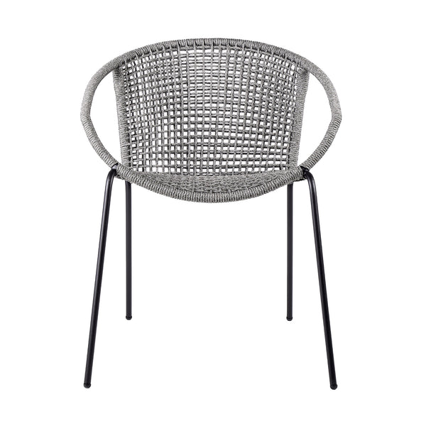 Homeroots Set Of Two 25" Gray Metal Outdoor Dining Chair  Steel,Rope 490259