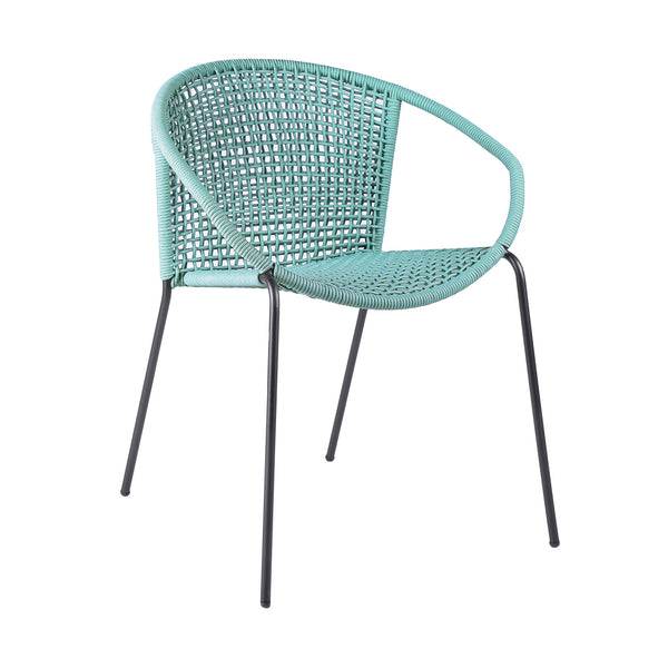 Homeroots Set Of Two 25" Green Metal Outdoor Dining Chair  Steel,Rope 490260