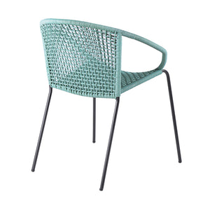Homeroots Set Of Two 25" Green Metal Outdoor Dining Chair  Steel,Rope 490260