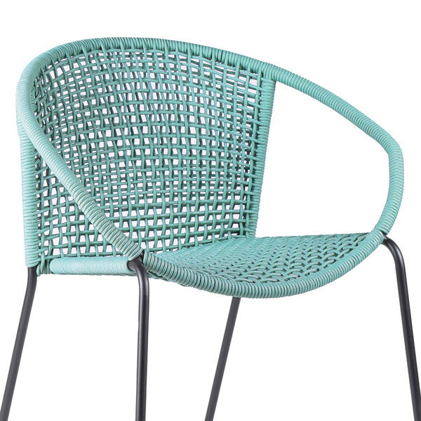 Homeroots Set Of Two 25" Green Metal Outdoor Dining Chair  Steel,Rope 490260