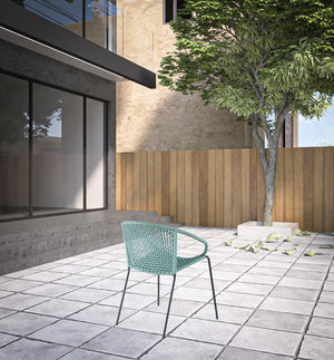 Homeroots Set Of Two 25" Green Metal Outdoor Dining Chair  Steel,Rope 490260