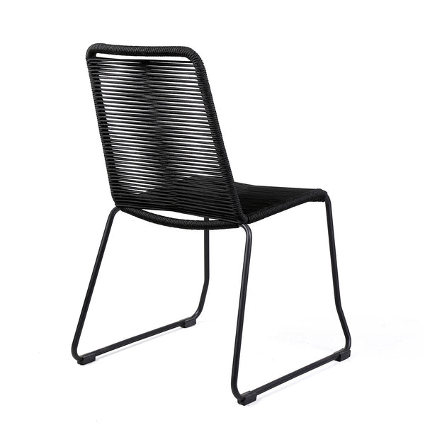 Homeroots Set Of Two 23" Black Metal Outdoor Dining Chair  Gpc Steel Rope 490261