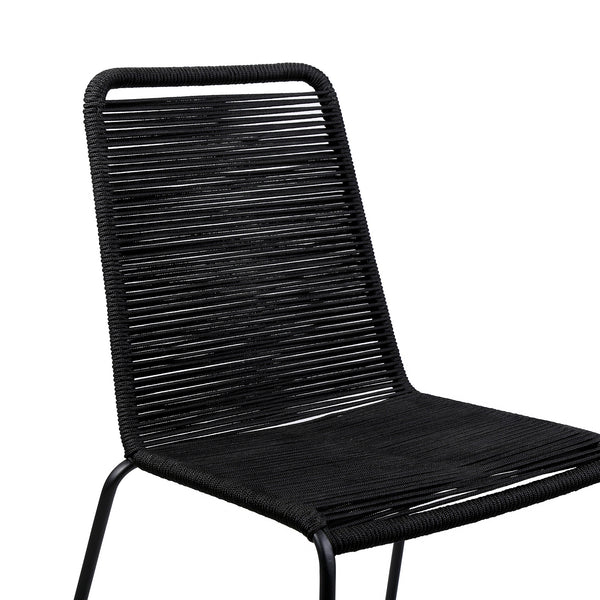 Homeroots Set Of Two 23" Black Metal Outdoor Dining Chair  Gpc Steel Rope 490261