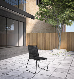 Homeroots Set Of Two 23" Black Metal Outdoor Dining Chair  Gpc Steel Rope 490261