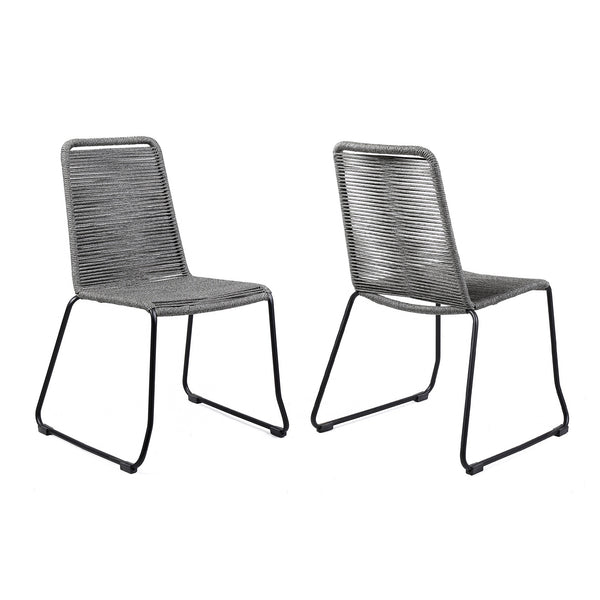 Homeroots Set Of Two 23" Gray Metal Outdoor Dining Chair  Gpc Steel Rope 490262
