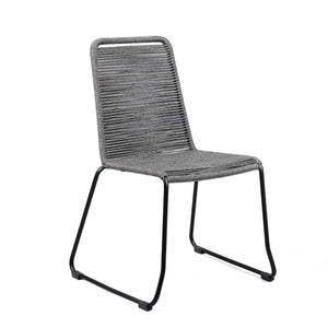 Homeroots Set Of Two 23" Gray Metal Outdoor Dining Chair  Gpc Steel Rope 490262