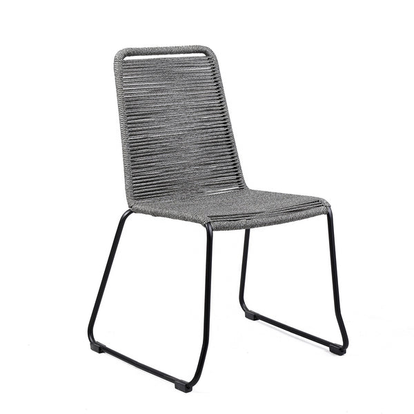 Homeroots Set Of Two 23" Gray Metal Outdoor Dining Chair  Gpc Steel Rope 490262
