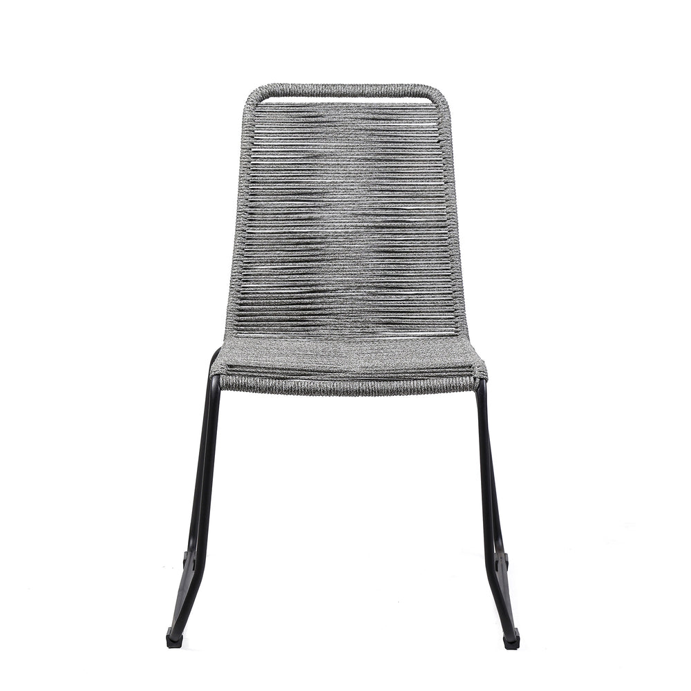 Homeroots Set Of Two 23" Gray Metal Outdoor Dining Chair  Gpc Steel Rope 490262