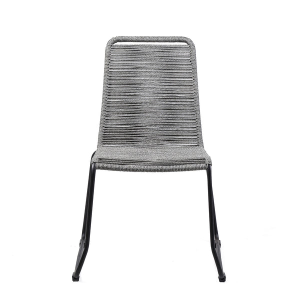 Homeroots Set Of Two 23" Gray Metal Outdoor Dining Chair  Gpc Steel Rope 490262