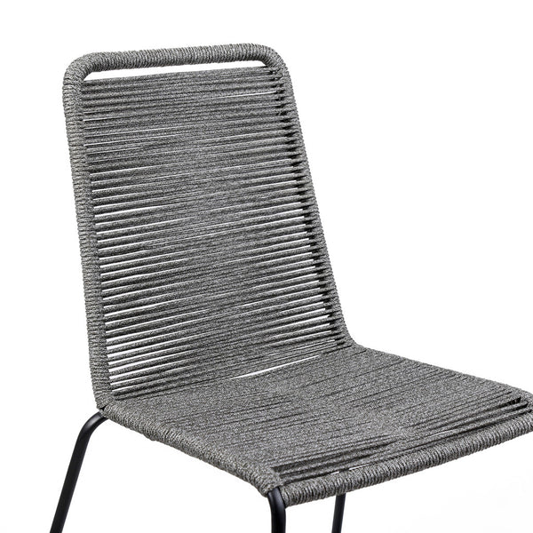 Homeroots Set Of Two 23" Gray Metal Outdoor Dining Chair  Gpc Steel Rope 490262