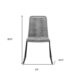 Homeroots Set Of Two 23" Gray Metal Outdoor Dining Chair  Gpc Steel Rope 490262