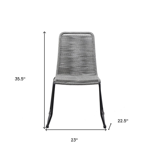 Homeroots Set Of Two 23" Gray Metal Outdoor Dining Chair  Gpc Steel Rope 490262