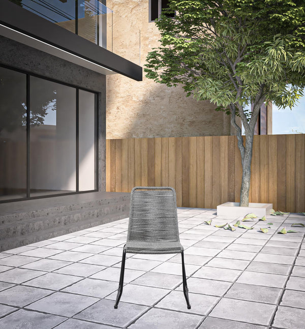 Homeroots Set Of Two 23" Gray Metal Outdoor Dining Chair  Gpc Steel Rope 490262