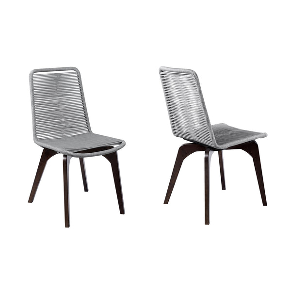 Homeroots Set Of Two 18" Silver Solid Wood Outdoor Dining Chair  Eucalyptus Wood,Rope 490263