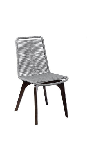 Homeroots Set Of Two 18" Silver Solid Wood Outdoor Dining Chair  Eucalyptus Wood,Rope 490263