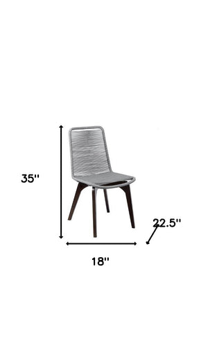 Homeroots Set Of Two 18" Silver Solid Wood Outdoor Dining Chair  Eucalyptus Wood,Rope 490263
