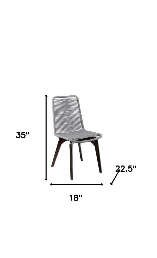 Homeroots Set Of Two 18" Silver Solid Wood Outdoor Dining Chair  Eucalyptus Wood,Rope 490263