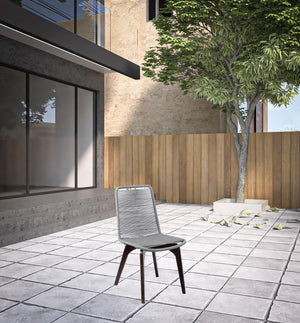 Homeroots Set Of Two 18" Silver Solid Wood Outdoor Dining Chair  Eucalyptus Wood,Rope 490263