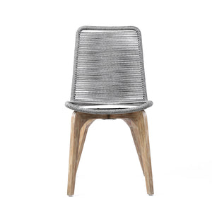 Homeroots Set Of Two 18" Gray Solid Wood Outdoor Dining Chair  Eucalyptus Wood,Rope 490264