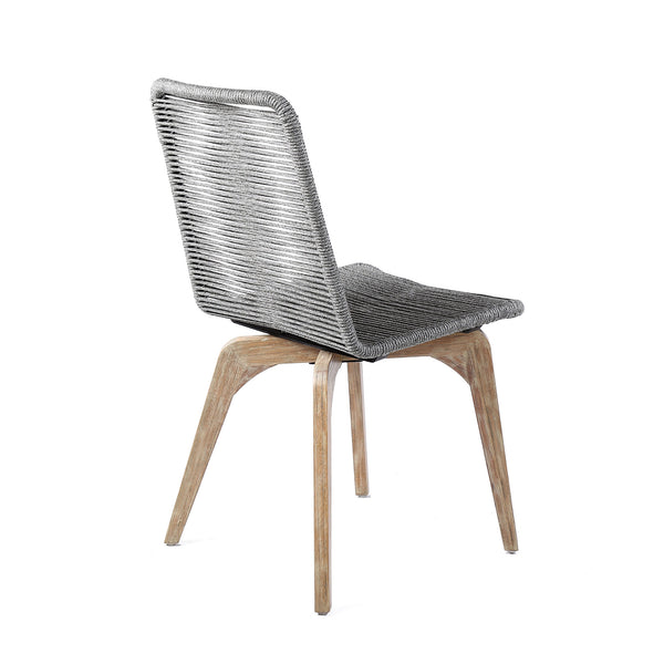 Homeroots Set Of Two 18" Gray Solid Wood Outdoor Dining Chair  Eucalyptus Wood,Rope 490264