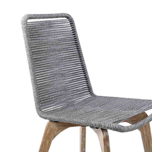 Homeroots Set Of Two 18" Gray Solid Wood Outdoor Dining Chair  Eucalyptus Wood,Rope 490264