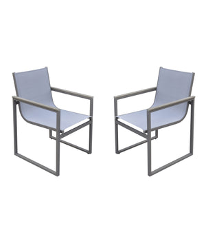 Homeroots Set Of Two 22" Light Gray Metal Outdoor Dining Chair  Aluminum,Textiline,Plastic Wood 490270