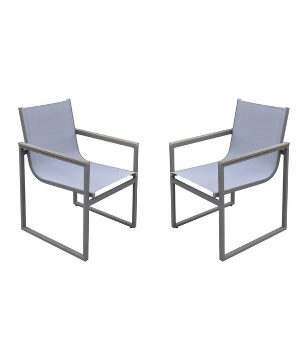 Homeroots Set Of Two 22" Light Gray Metal Outdoor Dining Chair  Aluminum,Textiline,Plastic Wood 490270