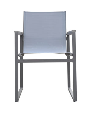 Homeroots Set Of Two 22" Light Gray Metal Outdoor Dining Chair  Aluminum,Textiline,Plastic Wood 490270