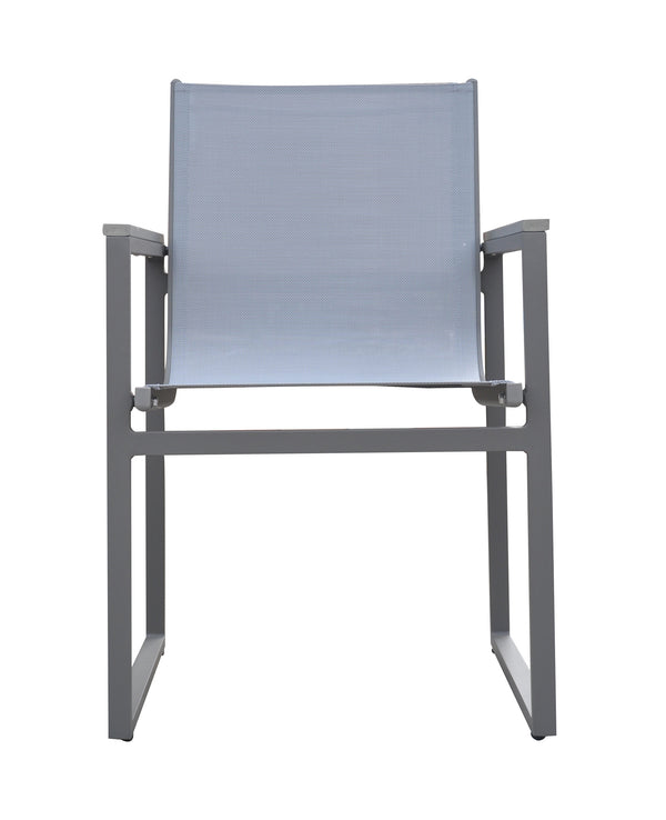 Homeroots Set Of Two 22" Light Gray Metal Outdoor Dining Chair  Aluminum,Textiline,Plastic Wood 490270