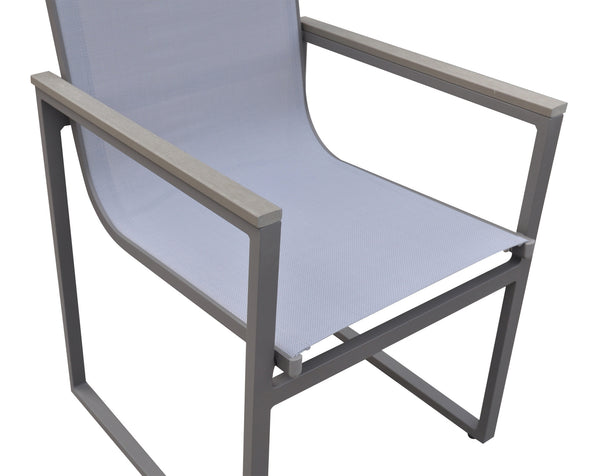 Homeroots Set Of Two 22" Light Gray Metal Outdoor Dining Chair  Aluminum,Textiline,Plastic Wood 490270